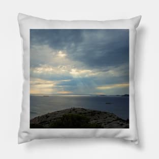 Skyscape Sun Rays in Žirje Island, Croatia Pillow