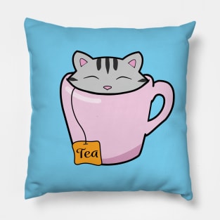 Cute cat in a tea cup Pillow