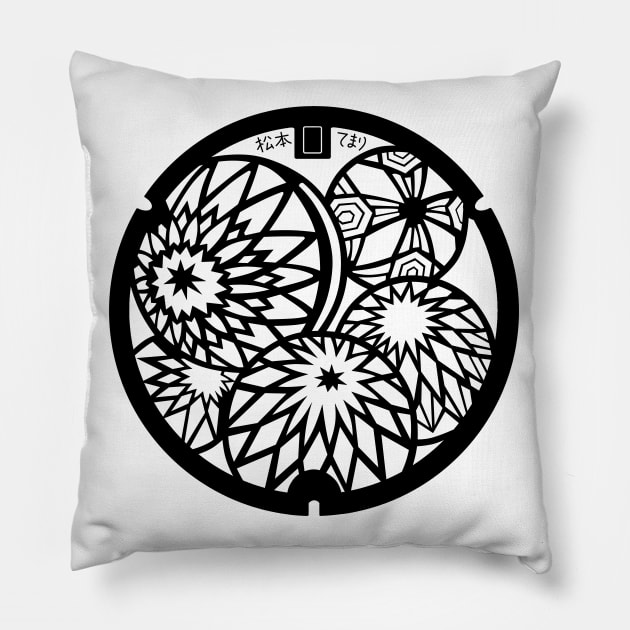 Matsumoto Drain Cover - Japan - Back Print Pillow by nuthatchdesigns