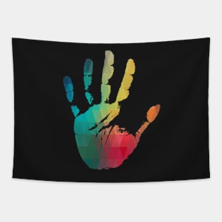 Rainbow color handprint Tapestry