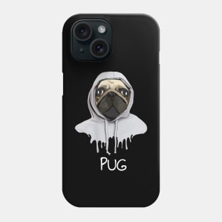 Pug, pug face and hooded sweatshirt, pug lovers, gift for pug lovers Phone Case