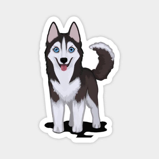 Cute Siberian Husky Drawing Magnet by Play Zoo