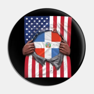 Dominican Republic Flag American Flag Ripped - Gift for Dominican From Republic Of Dominica Pin