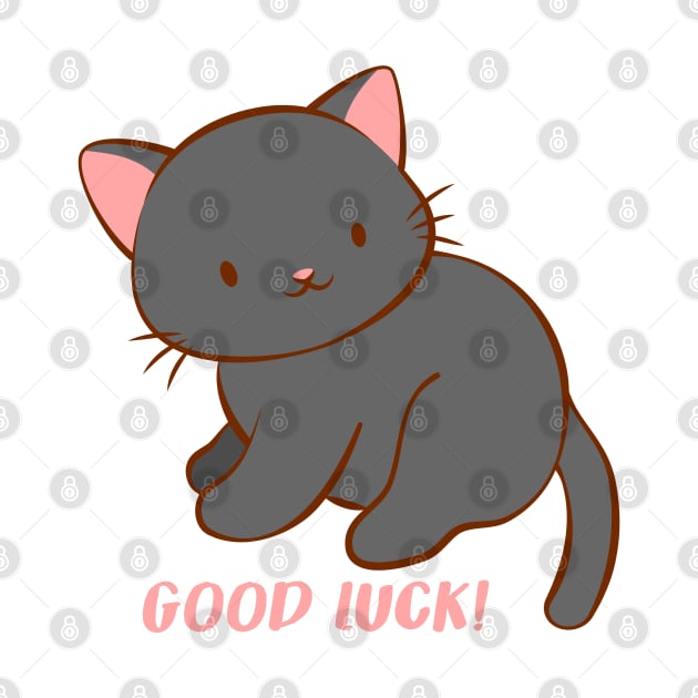 Good Luck Kawaii Black Cat by Irene Koh Studio