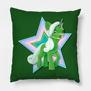 Super Star Green Unicorn Pillow