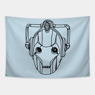 Bad Line Art Cyberman Tapestry