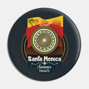 Sunset Pier - Santa Monica Pacific Wheel (bronze and blue) Pin