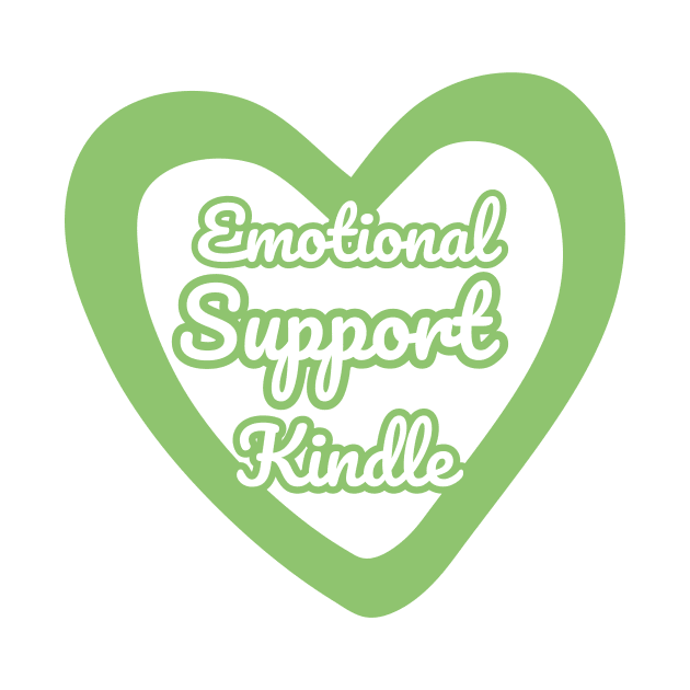 Emotional Support Kindle Green - Text On Hollow Heart by Double E Design