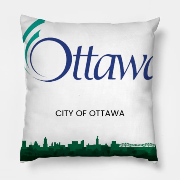 Ottawa Cityscape And Logo Pillow by Blik's Store