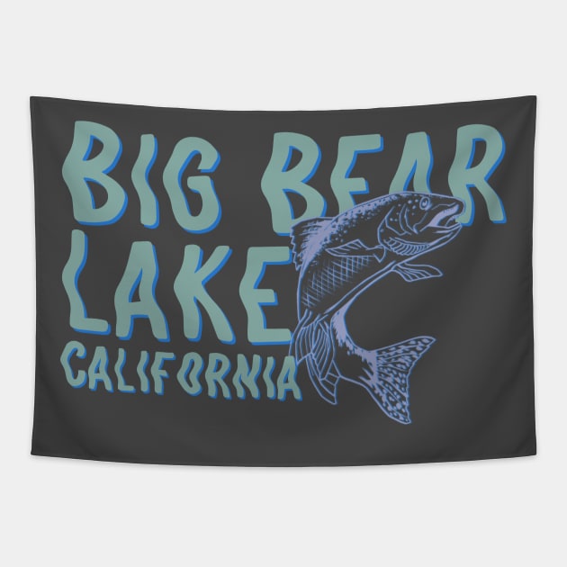 Big bear Lake fishing Tapestry by Spearhead Ink