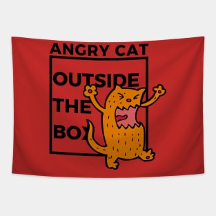 Angry Cat Outside The Box Tapestry