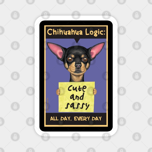 Cute Chihuahua Dog with Black and Tan Chihuahua tee Magnet by Danny Gordon Art