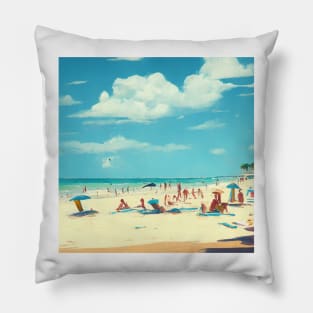 Beachgoers In Watercolors Pillow