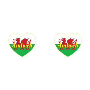 Amlwch Wales UK Wales Flag Heart T-Shirt