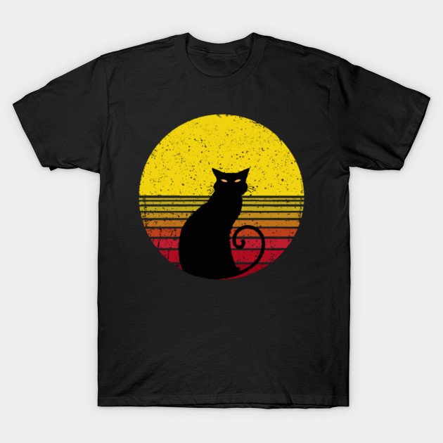 Vintage Scary Halloween Black Cat Black Cat Halloween T Shirt