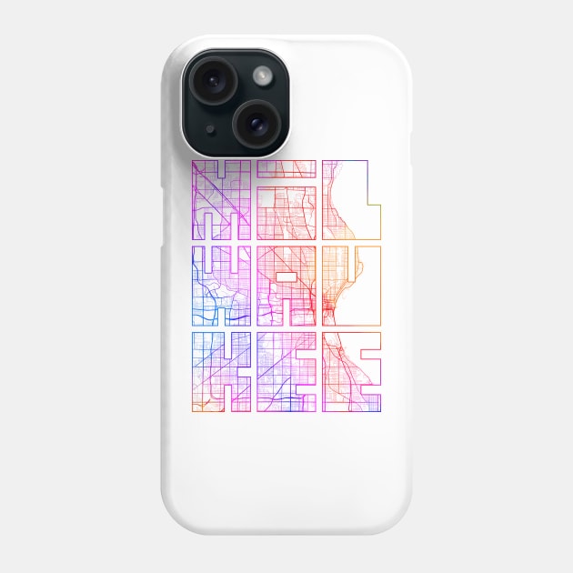 Milwaukee, USA City Map Typography - Colorful Phone Case by deMAP Studio