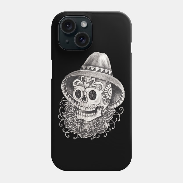 Sugar skull day of the dead. Phone Case by Jiewsurreal