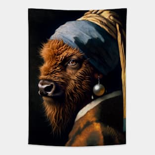 Wildlife Conservation - Pearl Earring American Bison Meme Tapestry