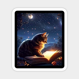 Reading Under the Stars, Graphic Design With Animals Magnet