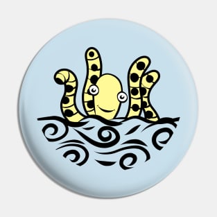 Friendly yellow Octopus Cartoon Pin