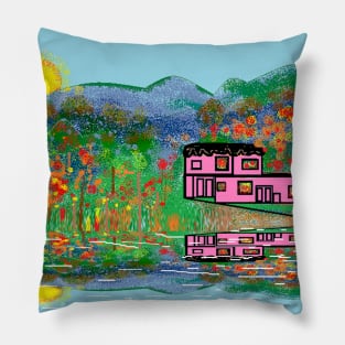 House by the lake Pillow