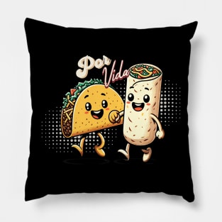 Taco & Burrito, BFFs Por Vida | Chicano art Pillow