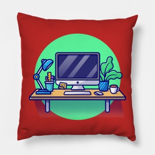 Workplace Cartoon Vector Icon Illustration Pillow