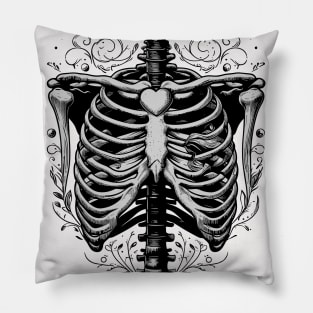 vintage skeleton chest Pillow