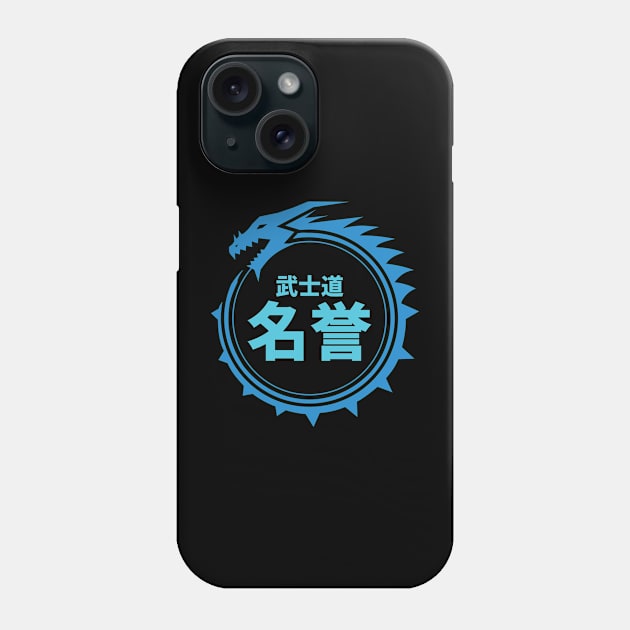 Doc Labs - Dragon / Bushido - Honour (名誉) (Blue) Phone Case by Doc Labs