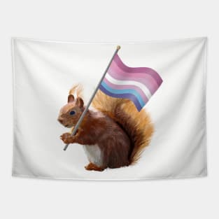 A Red Squirrel with a bigender pride flag. Tapestry