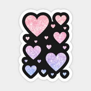 Pastel Pink and Purple Ombre Faux Glitter Hearts Magnet