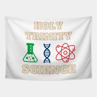 Science Holy Trinity Flask, DNA, Atom, Beaker Chemistry Biology Physics and Maths Tapestry