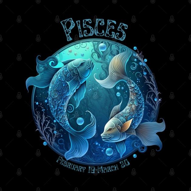 Retro PIsces Zodiac Sign by Curio Pop Relics