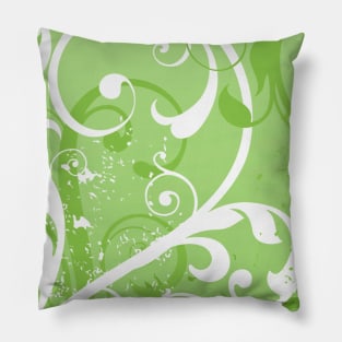 White Green Floral Art Pillow