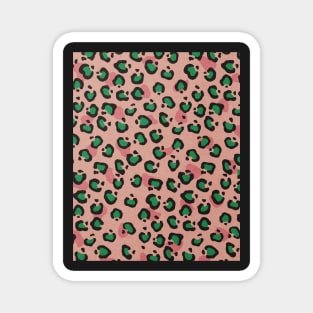 Leopard pink attern, Abstract print, Retro, Mid century art Magnet