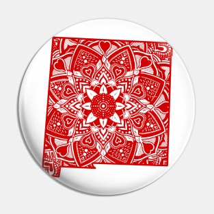 Red New Mexico State Gift Mandala Yoga NM Art Pin