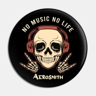 No music no life vintage retro skull Pin