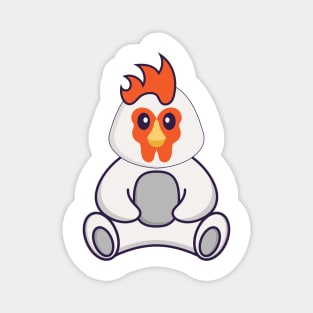 Cute chicken is sitting. Magnet