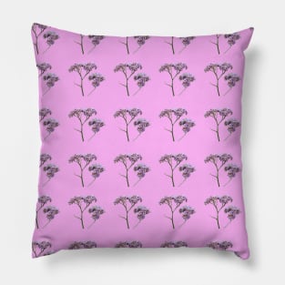 Purple flowers with a baby pink background pattern Pillow