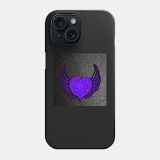 Heart on Faux Black Leather Look, Graphic Mandala Design Angel Valentines Day Gifts Phone Case