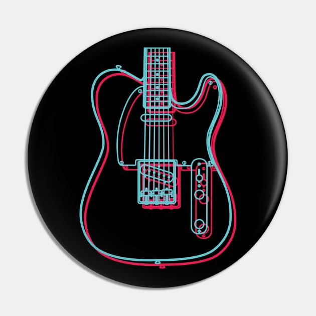 3D T-Style Electric Guitar Body Outline Pin by nightsworthy