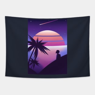 Synthwave Space Sunset Tapestry