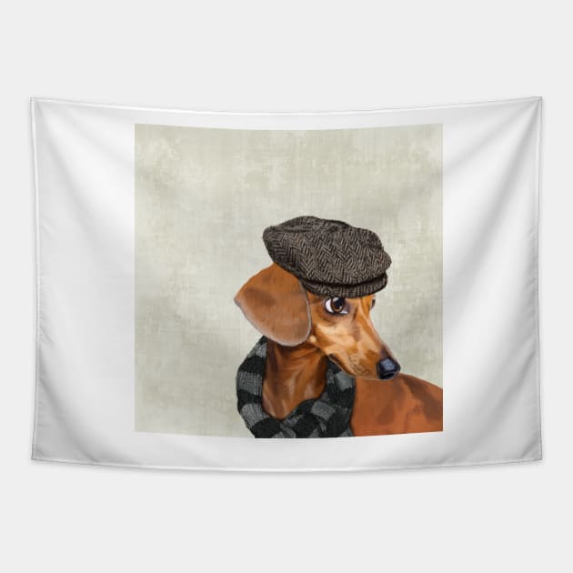 The elegant Mr. Dachshund Tapestry by Sparafuori