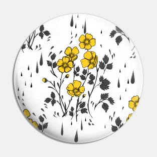 Yellow Buttercup Flower Pattern Pin