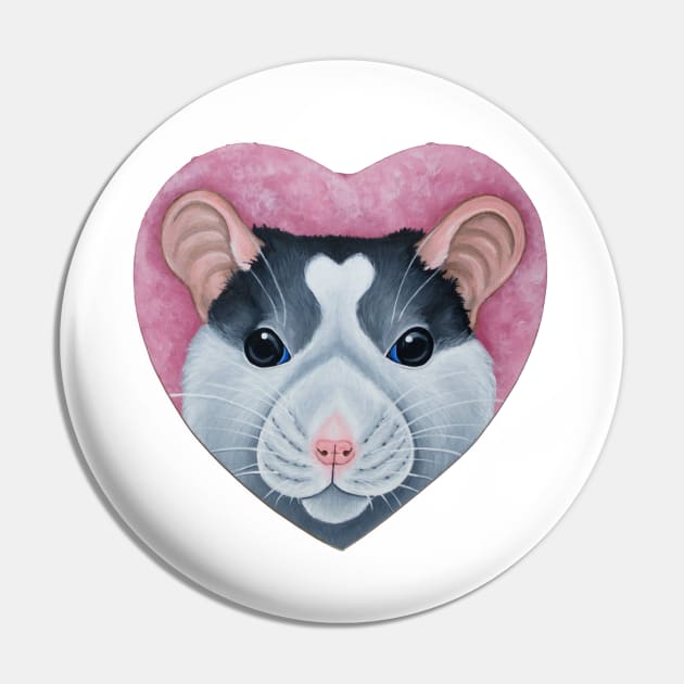 Heart Rat - Roan/Husky Fancy Rat Pin by WolfySilver