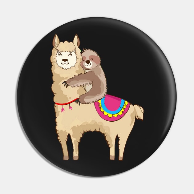 Sloth Riding Llama Hugging Animal Friends Pin by AttieParetti87