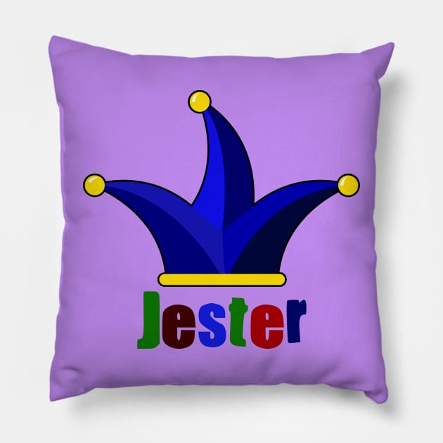 Jester with jester hat in color blue Pillow by SHENNIX