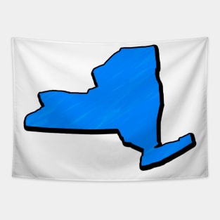 Bright Blue New York Outline Tapestry