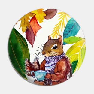 Squirrel drinking tea Pin