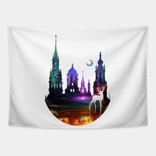 Burning Wood Castle Tapestry